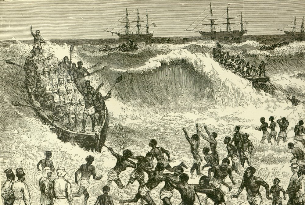 The Ashantee War, (landing Troops on the Gold Coast) by English School