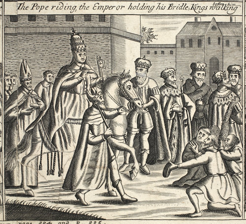 The Pope riding, the Emperor holding his bridle, Kings walking before ...