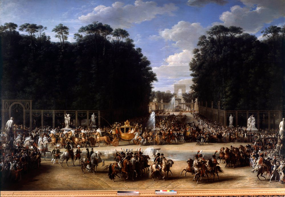 Napoleon and Marie Louise Entered the Tuileries Garden by Etienne-Barthelemy Garnier