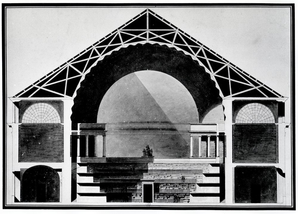 Royal Library of France, cross-section drawing of the building