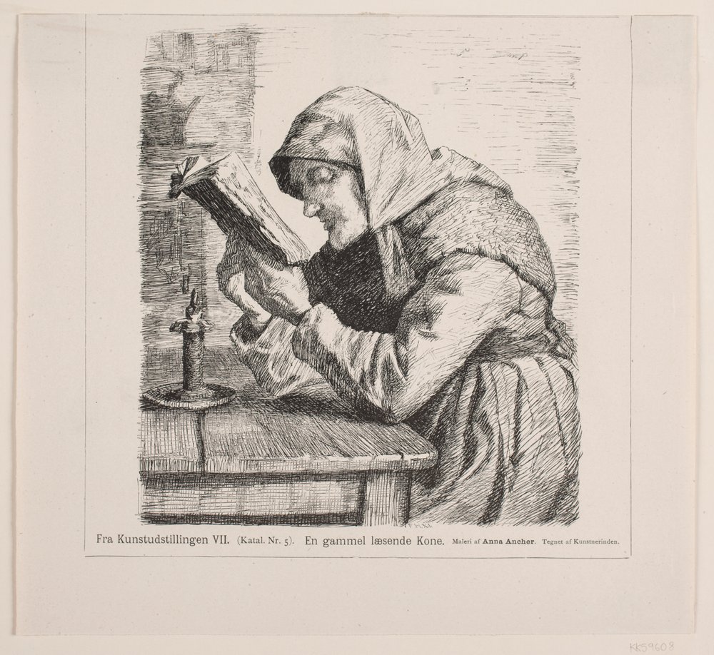 An Old Woman Reading by F. Hendriksen: Buy fine art prints