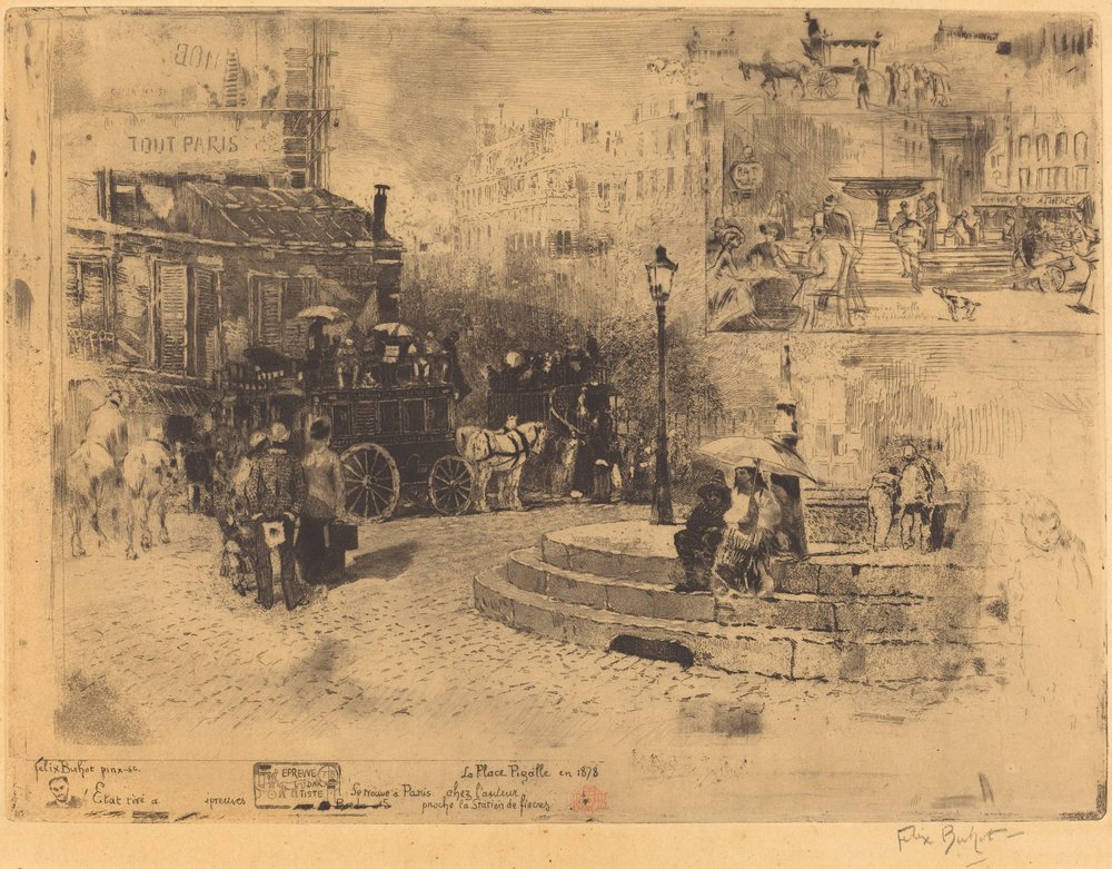 La Place Pigalle en 1878 by Felix Hilaire Buhot