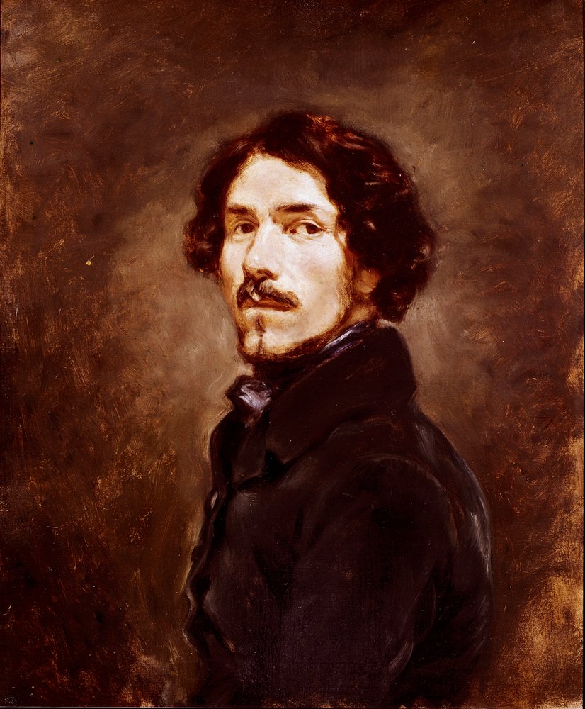 Self-Portrait at the Age of 44. Painting by Eugène Delacroix (1798-1863), c. 1842, Florence, Galleria degli Uffizi by Ferdinand Victor Eugene Delacroix