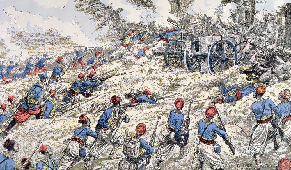 Algerian riflemen of the French army attacking German guns during the ...