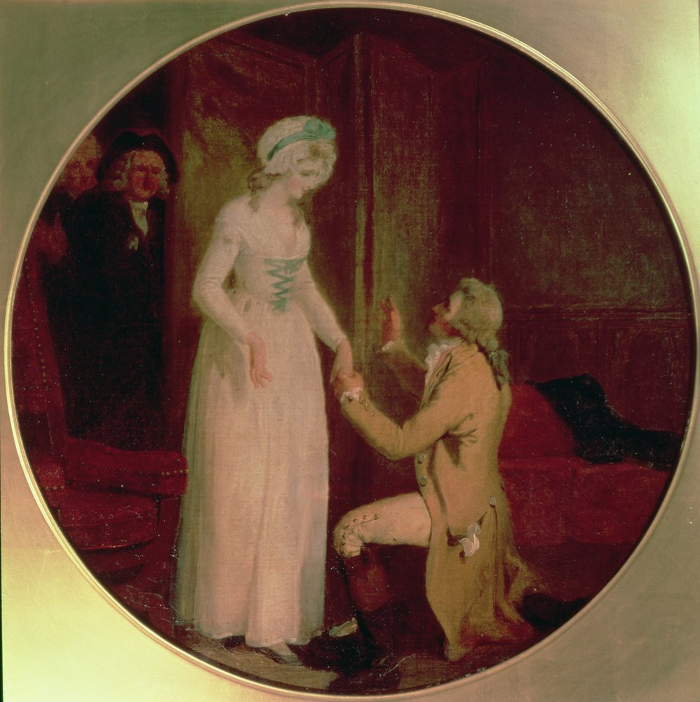 Young Marlow and Miss Hardcastle, scene from 'She Stoops to Conquer' by ...