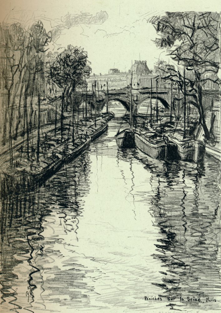 Barges on the Seine, 1915 by Frank Milton Armington