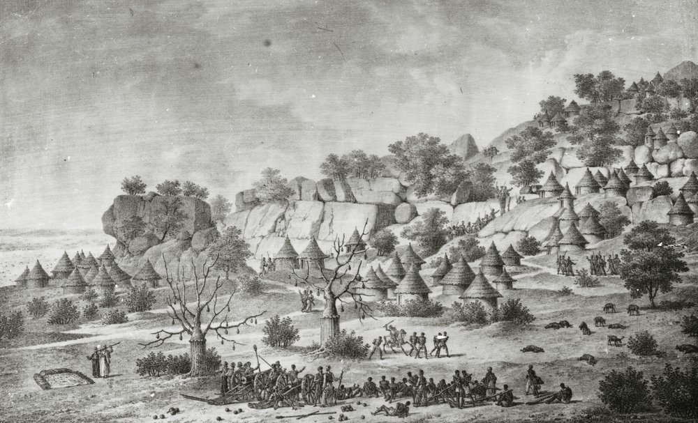 View of a village north of Agady in the lands of the Bertat people, from a southern perspective, from 