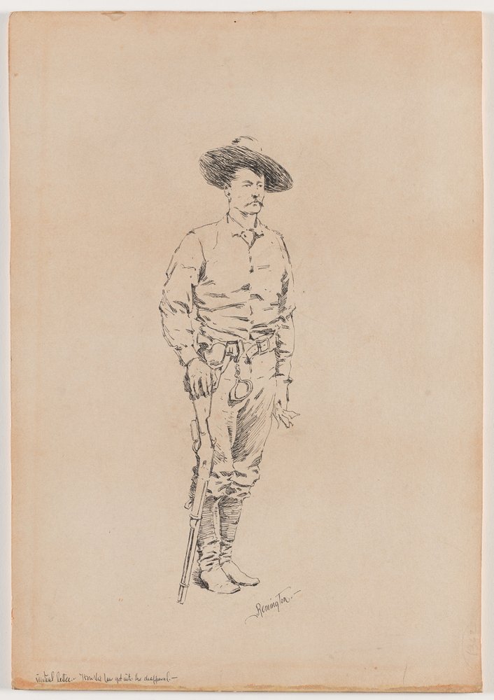 Sketch of a Texas Ranger for 'How the Law Got into the Chaparral'