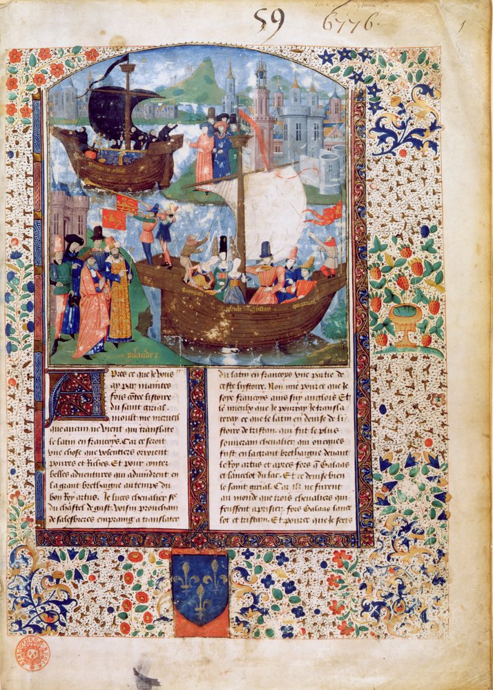 Tristan and Iseult Leave Ireland; Tristan Drinks the Potion; the Bodies of Tristan and Iseult are Brought Home to Ireland, Translated by Luce de Gast by French School