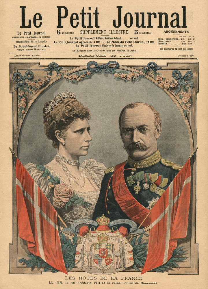 Guests of France, King Frederick VIII and Queen Louise of Denmark, illustration from 