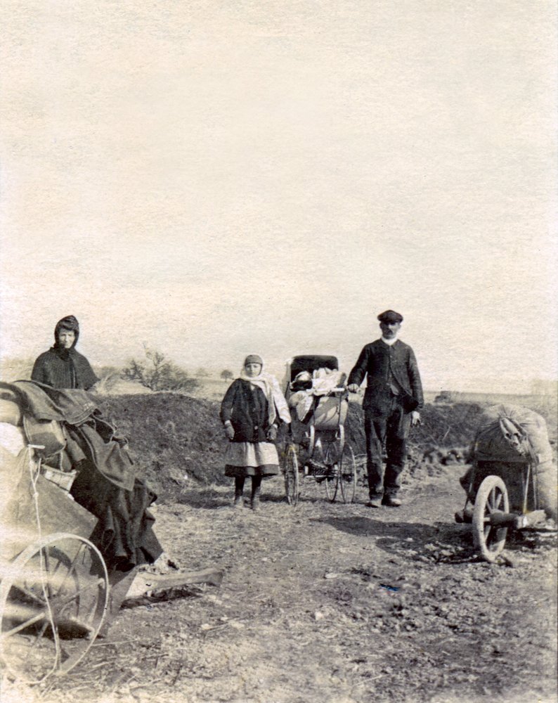 Exodus of a Peasant Family Fleeing the Fighting, Near Boulogne-la-Grasse by French Photographer
