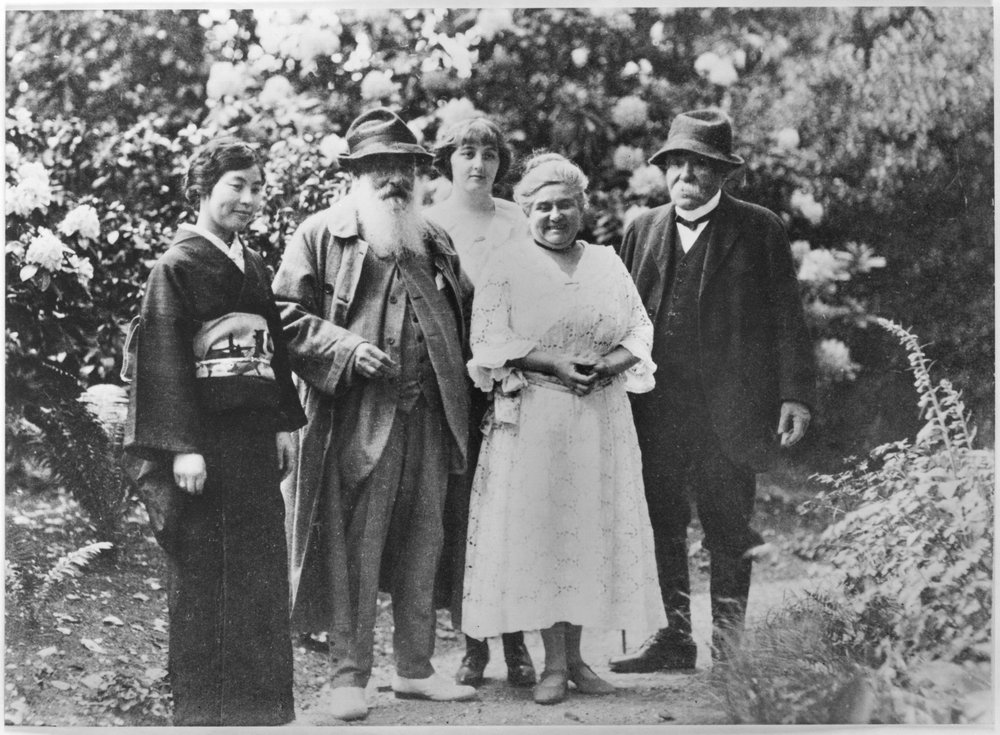 Madame Kuroki, Claude Monet, Alice Butler, Blanche Hoschede-Monet and Georges Clemenceau in the Garden at Giverny by French Photographer