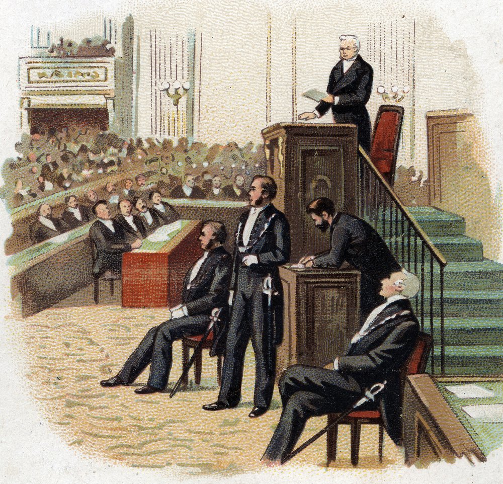 Adolphe Thiers (1797-1877), President of the Republic at the Podium of ...