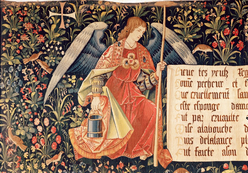 Angel with a sponge attached to a rod (detail) from The Angels Bearing ...