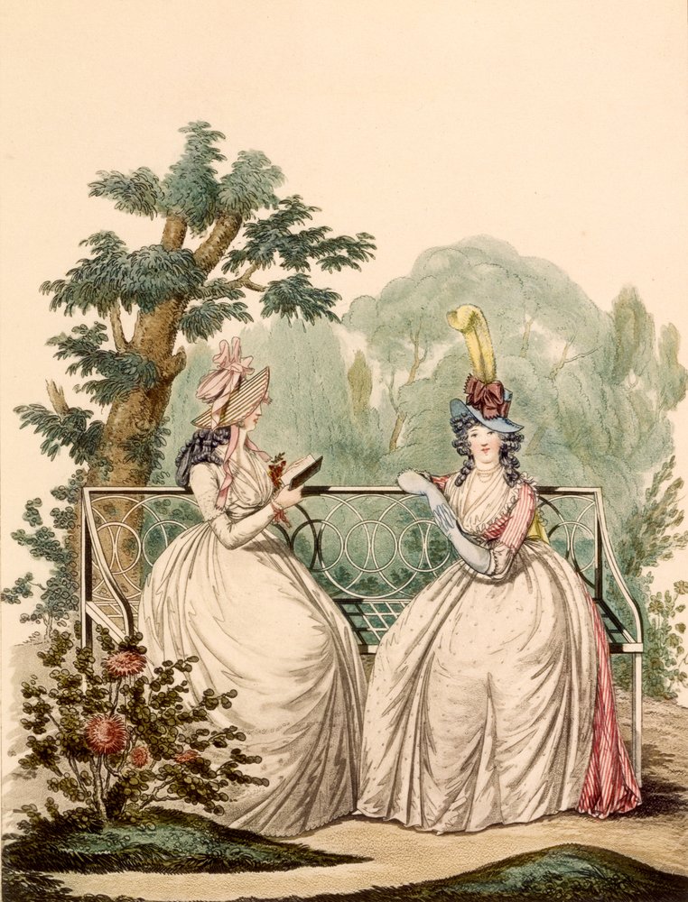 Fashion plate of ladies in summer day dresses - Modes Anglaises, 1794 by French School