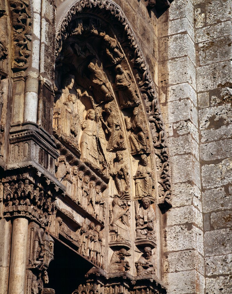 Gothic Art: detail of the tympanum of the royal portal of the Basilica ...
