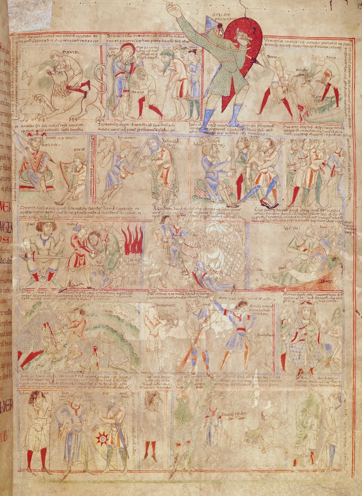 Ms.1215 t.3 fol. 13r Scenes from the Life of David, from the Bible of Étienne Harding by French School