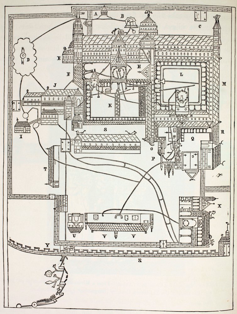 Plan of the Benedictine Monastery at Canterbury in the 12th century ...