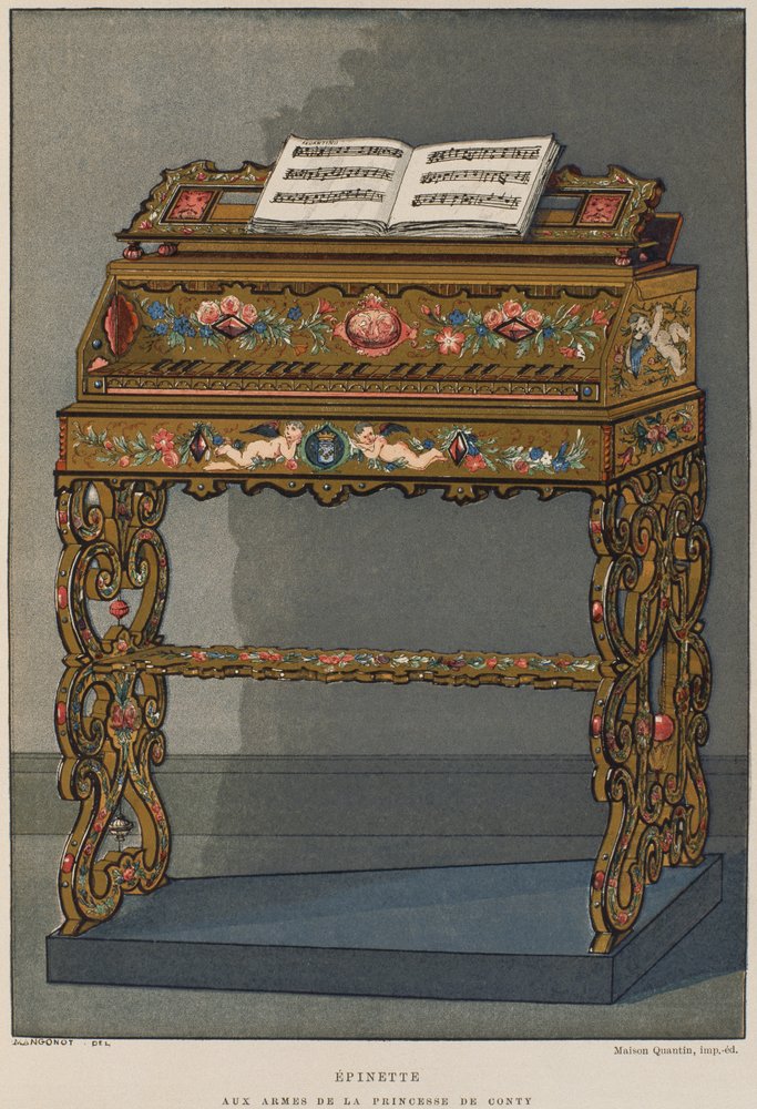 Spinet with the Coat of Arms of Princess of Conti (from Dictionnaire de ...