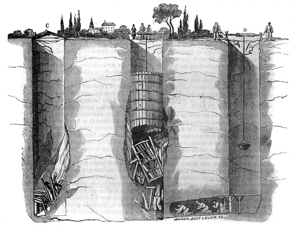 Cutting the well and the rescue wells used to unlock a sump worker ...