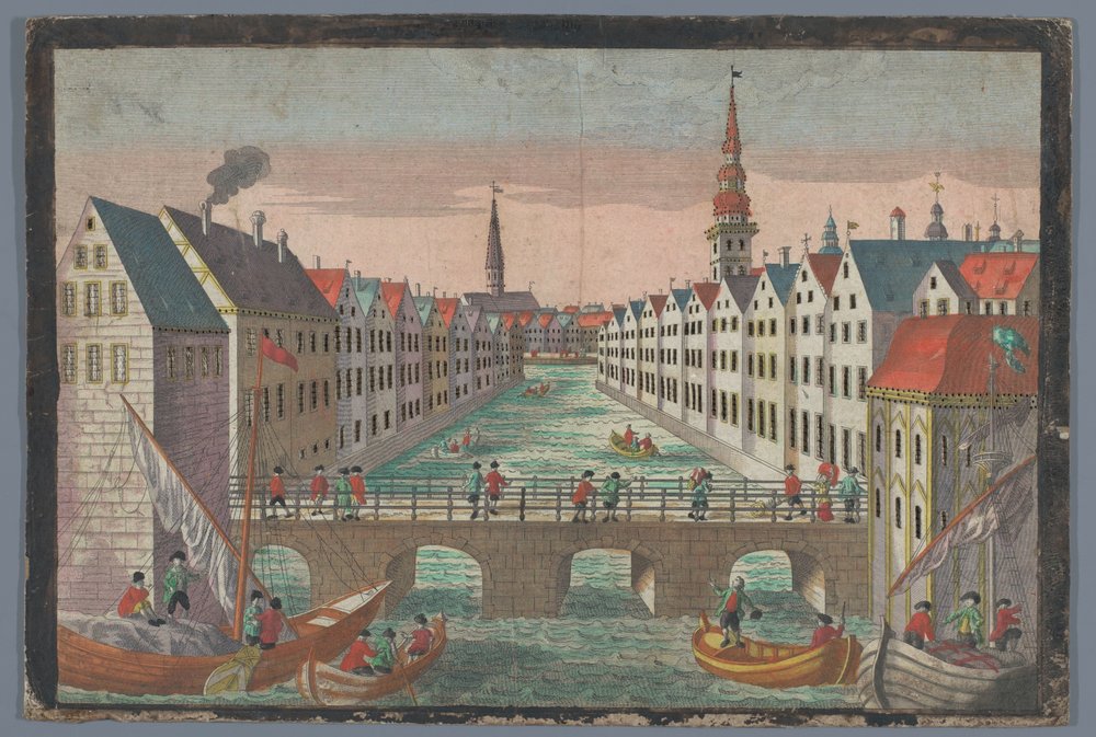 View of the Nikolaifleet Opposite the St. Nicholas Church in Hamburg