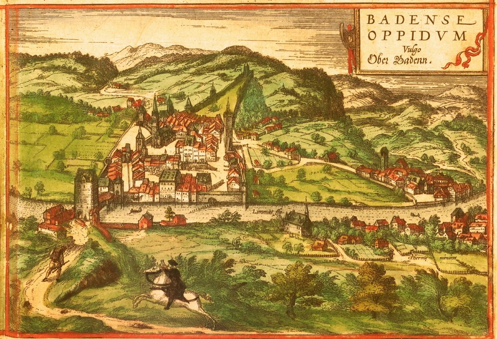 Baden, Spa, Switzerland by Georg and Hogenberg Franz (1535-90) Braun