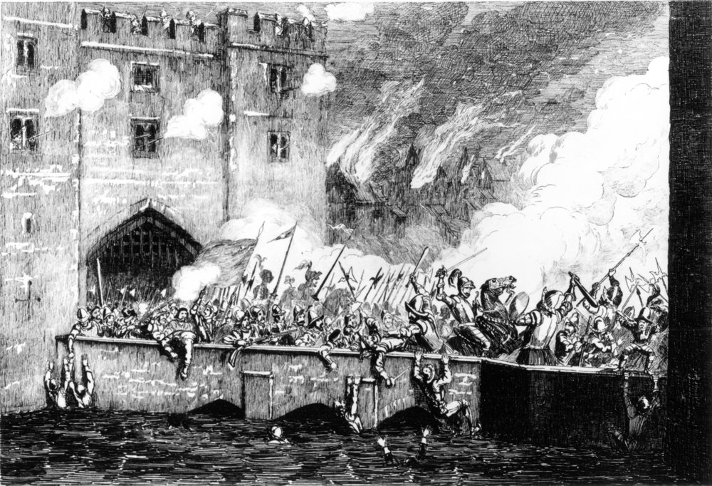 Sir Thomas Wyatt Attacking the Byward Tower by George Cruikshank