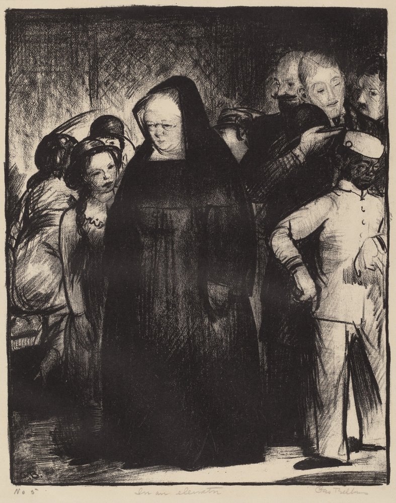In an Elevator by George Bellows