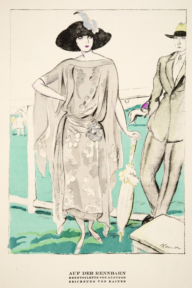 At the Racetrack, advertisement for Racing Outfits by Gunther, from Styl, published 1922 by German School