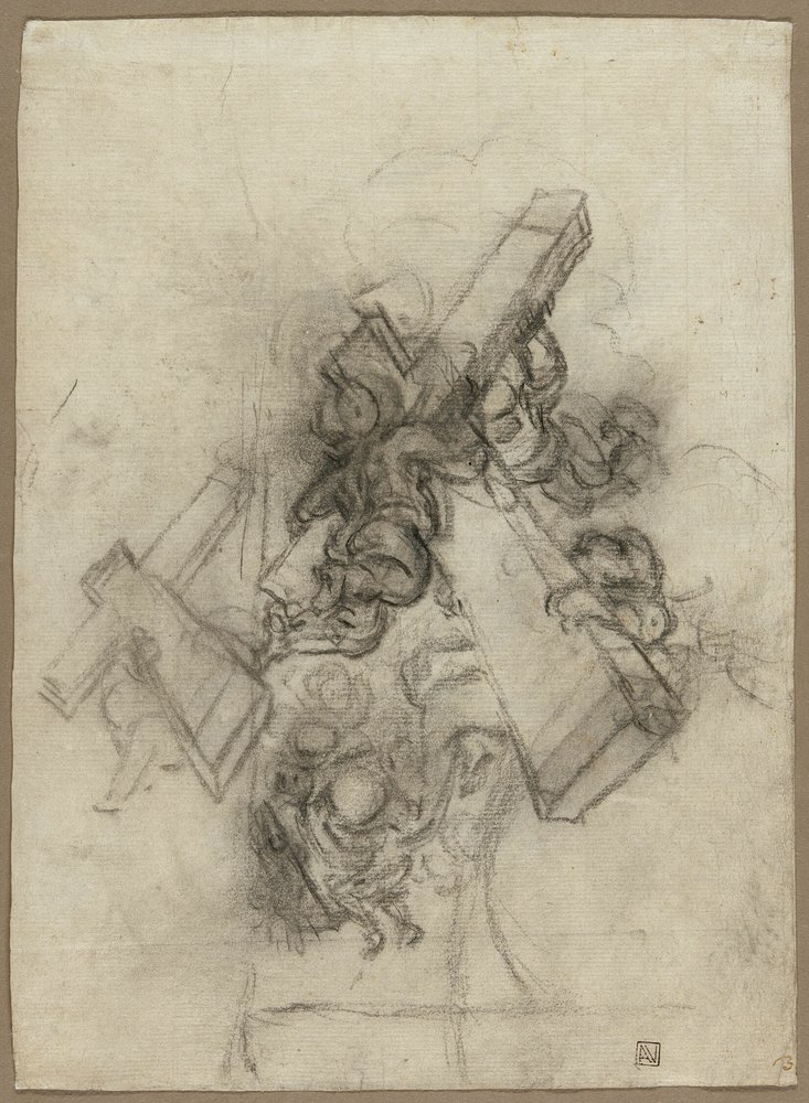 Putti Carrying the Cross (recto); Studies of a Hand (verso)