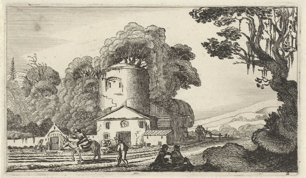 Landscape with a Tower (Twelve Landscapes with Figures) by Gillis van Scheyndel (I)