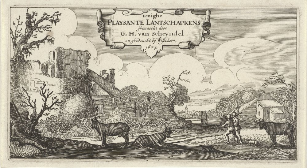 Title Page of Twelve Landscapes with Figures (series title: Twelve Landscapes with Figures) by Gillis van Scheyndel (I)