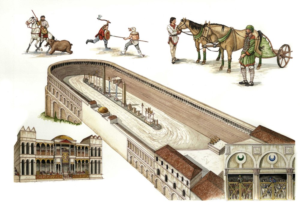 Roman Chariot Racing Drawing