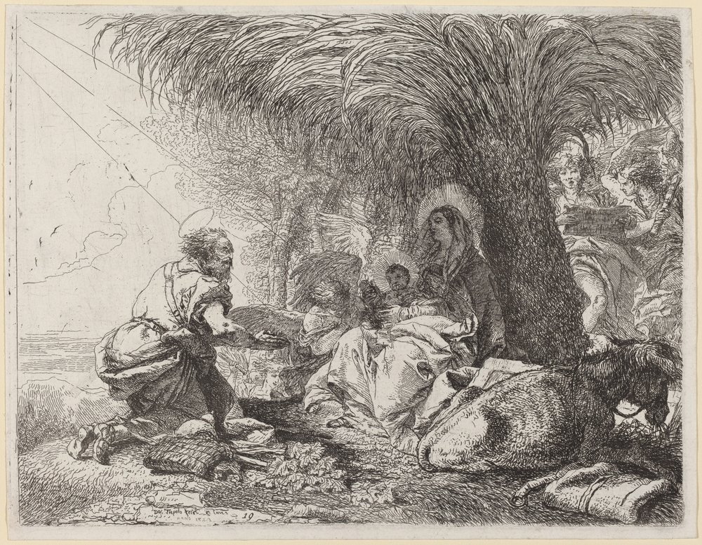 The Rest on the Flight with Joseph in Adoration by Giovanni Domenico Tiepolo