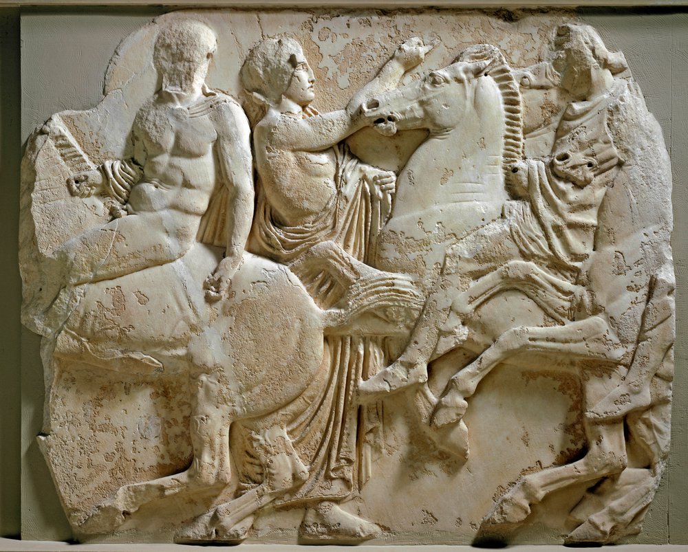 絵画 HORSEMEN&MARSHAL PARTHENON FRIEZ Parthenon. West frieze. Block 4 (IV) | Acropolis Museum