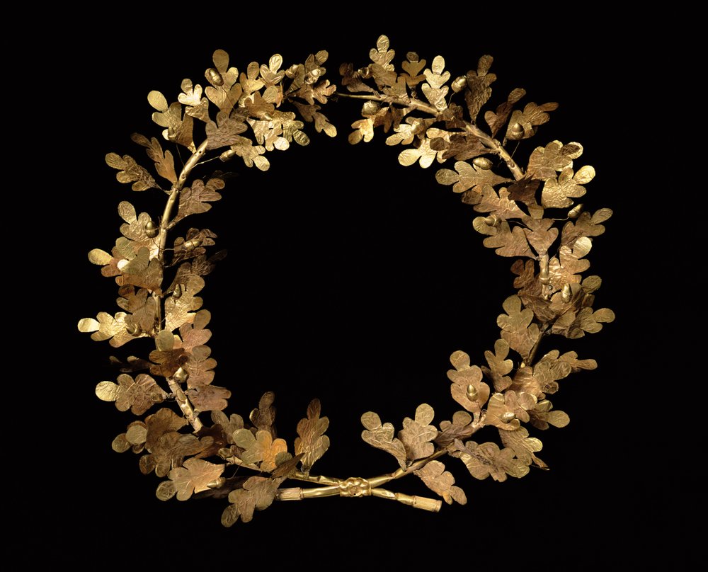Wreath of Oak Leaves and Acorns, c. 350-300 BC (gold) by Greek School