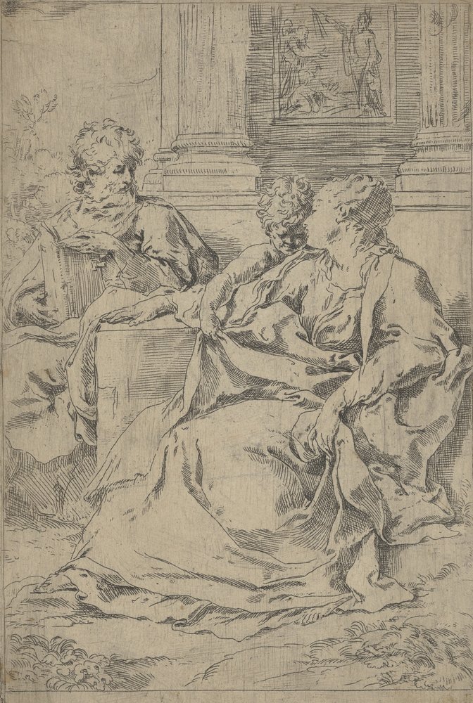 The Holy Family Seated Together in Front of a Colonnade, Saint Joseph ...