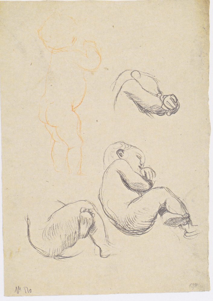 Three Studies of a Seated Child Facing Right, Standing Child by Gustav Klimt