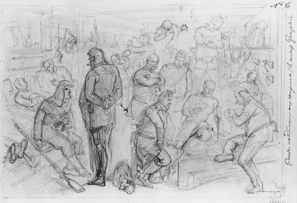 Album of the Siege of Paris, National Guards at the Ramparts at night by Gustave Dore