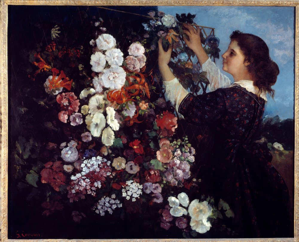 The Woman with Flowers or the Lattice by Gustave Courbet