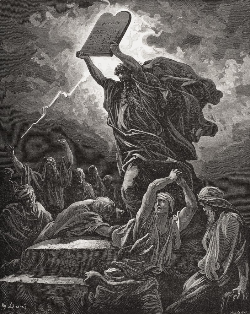 Moses Breaking the Tablets of the Law, Exodus 32:19, Illustration