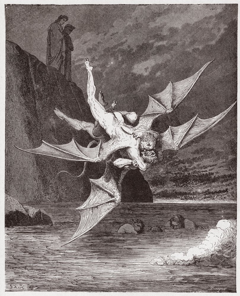 The Divine Comedy, Inferno, Canto 22: Alichino and Calcabrina grapple ...