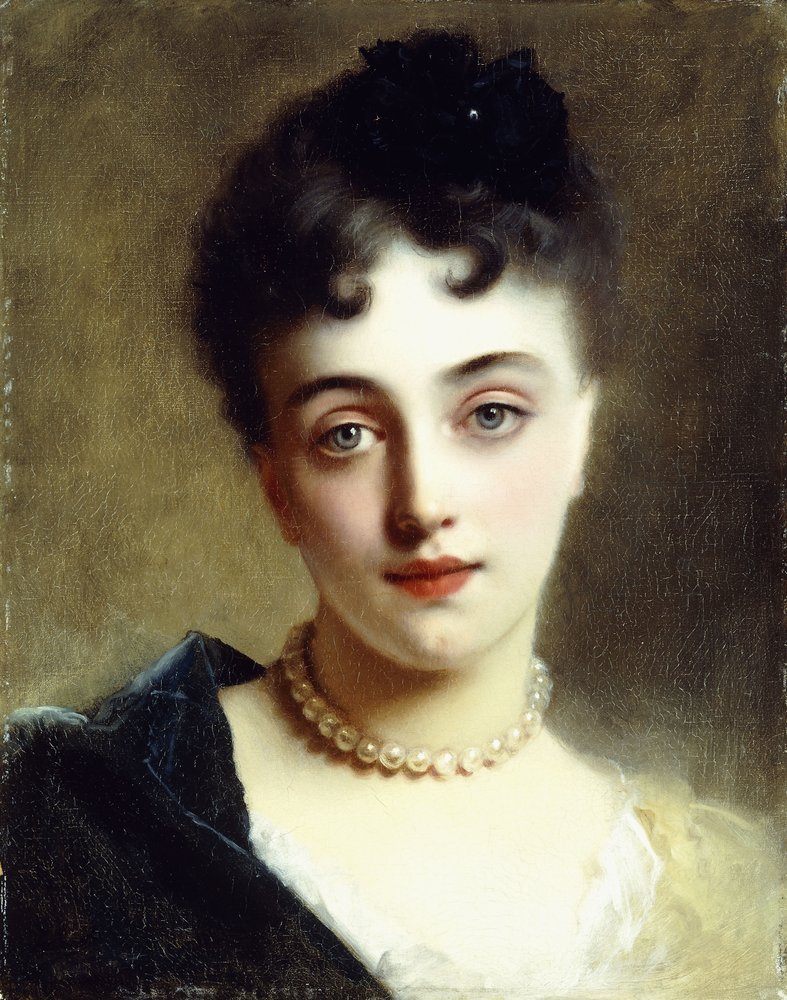 An Elegant Lady with Pearls by Gustave Jacquet