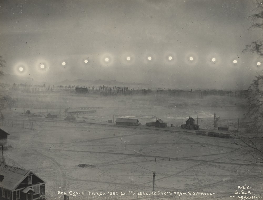 Sun Cycle Taken Dec 21-17. Looking South from Gov. Hill, 1917 by H.G Kaiser