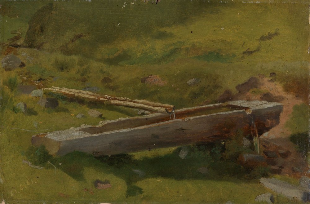 Tree Trunk as a Water Trough by Hans Thoma
