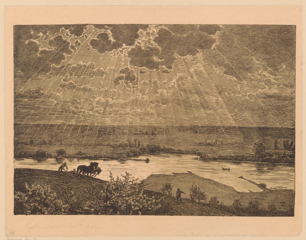 Landscape with a Sower and a Ploughman on the Main by Hans Thoma