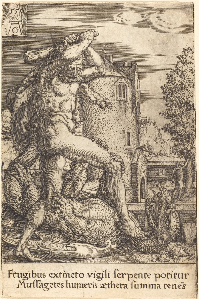 Hercules Slaying the Dragon by Heinrich Aldegrever