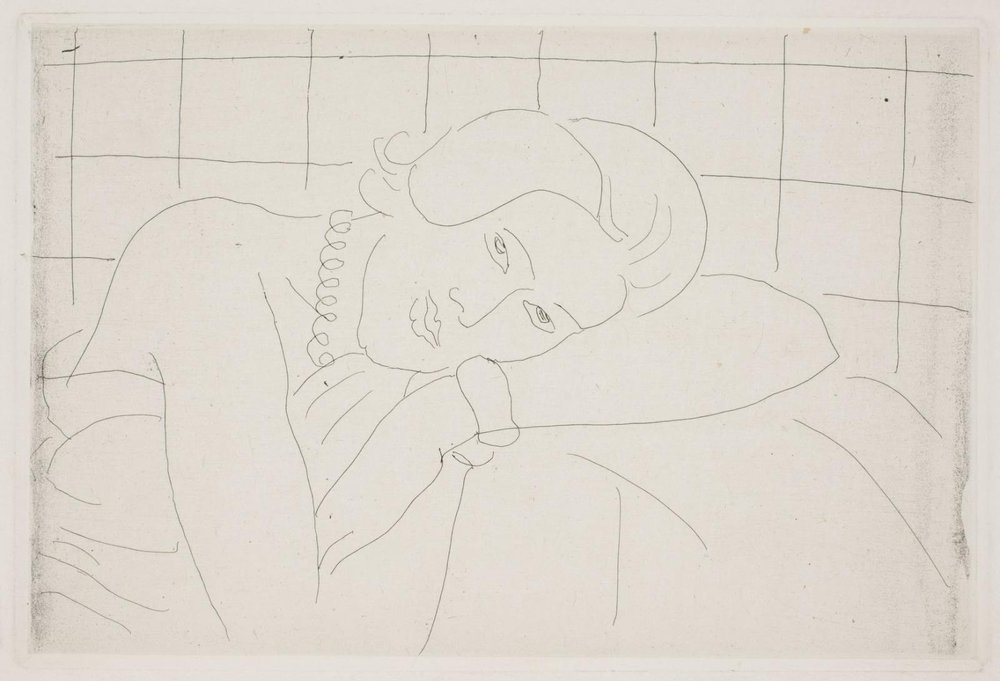 Woman Resting Her Head on Her Arm. Half-Length Figure by Henri Matisse