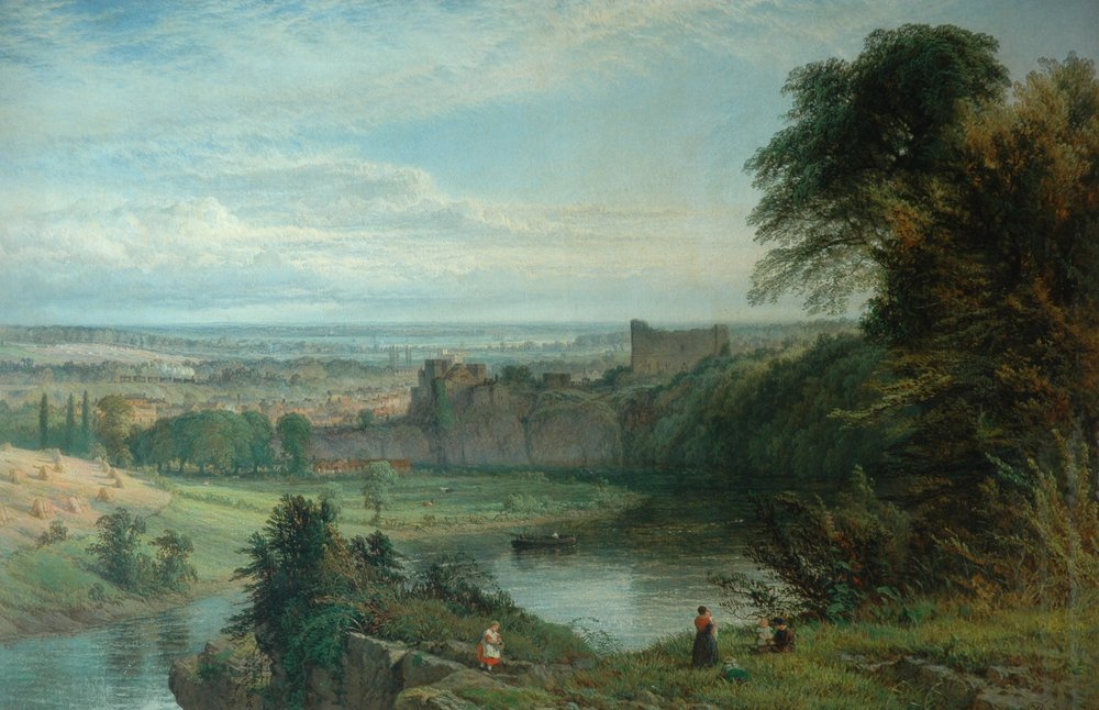 Landscape with Castle and River and Chepstow Castle, 1862 by Henry Dawson