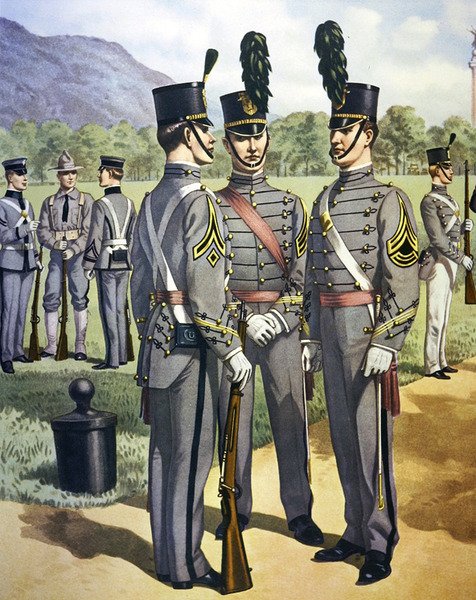 West Point Military Academy cadet uniforms of 1902-07 by Henry Alexander (after) Ogden
